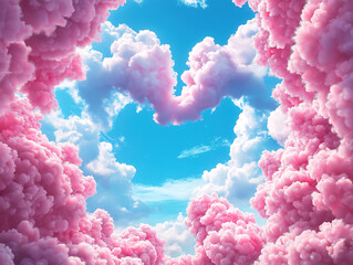 Fototapeta premium Heart-shaped cloud formation in a clear, sunny blue sky