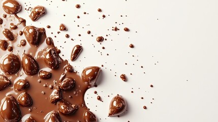 Chocolate Falling Drops: Realistic chocolate falling drops horizontal seamless.
