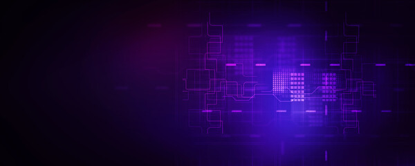 2d illustration Abstract futuristic electronic circuit technology background