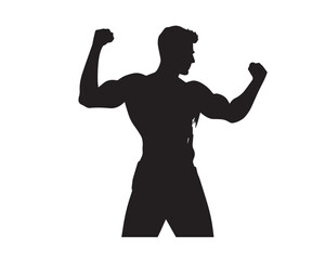 Bodybuilding Pose Illustration - Black Vector Design