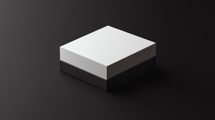 Minimalistic design of a clean geometric box on a dark background.