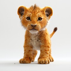 Obraz premium Adorable Lion Cub Cute Baby Wildcat Small Feline Golden Fur Wildlife Photography