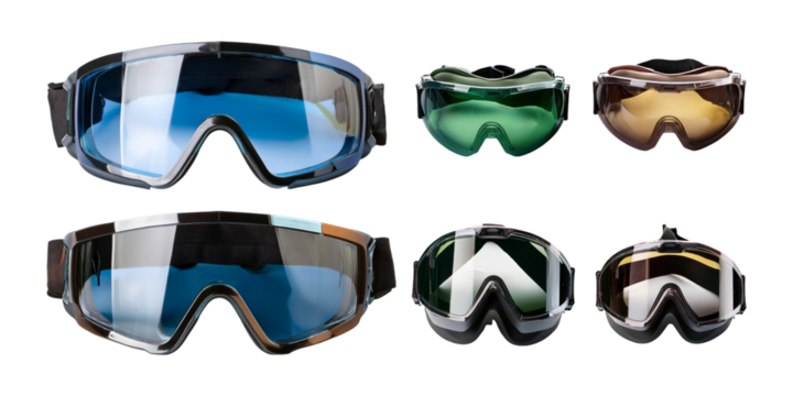 Protective eyewear set for safety and sports use, PNG collection, set bundle, isolate on transparent or white background
