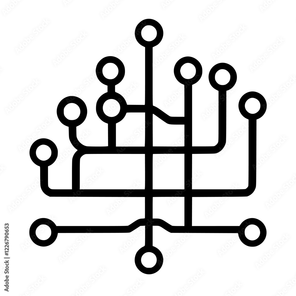 Poster complex network design showcasing interconnected lines and nodes representing technological connecti
