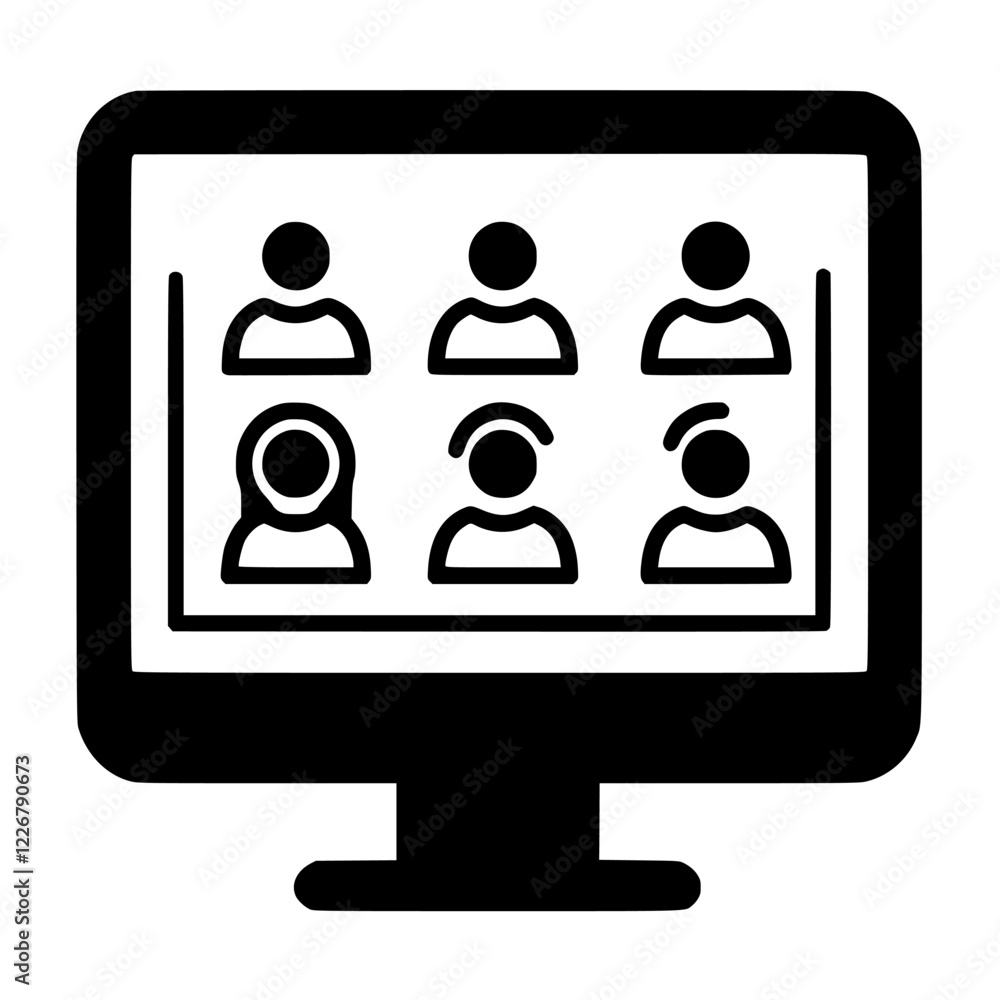 Poster virtual meeting platform displaying multiple participants engaged in discussion and collaboration