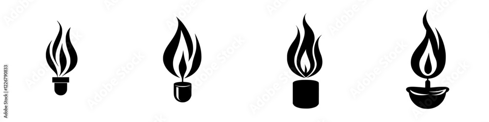 Poster creative design of various candle flames displayed in a minimalist style showcasing diversity in sha
