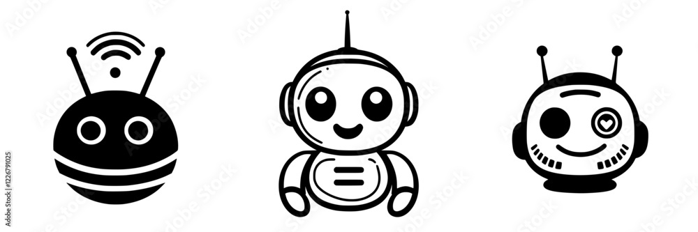 Poster unique robot characters designed for modern technology and creativity in digital art