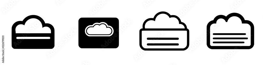 Poster various cloud icons representing different styles and designs with simple, minimalist features durin