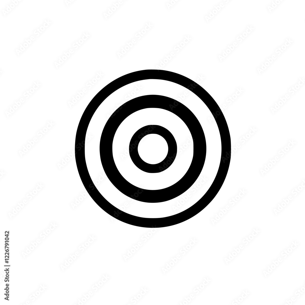 Poster design featuring concentric circles in black and white showcasing a minimalist geometric pattern sui