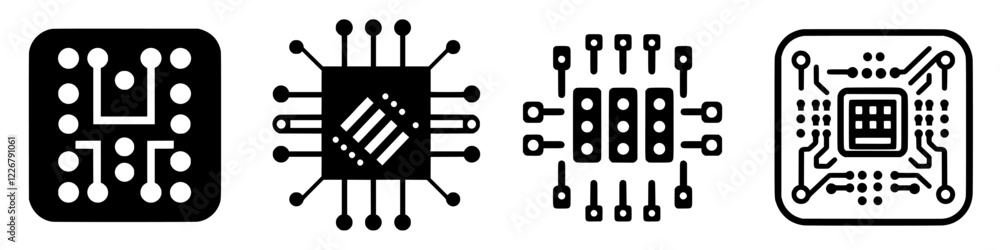 Poster modern microchip designs showcasing innovation and technology in circuit board layouts with intricat