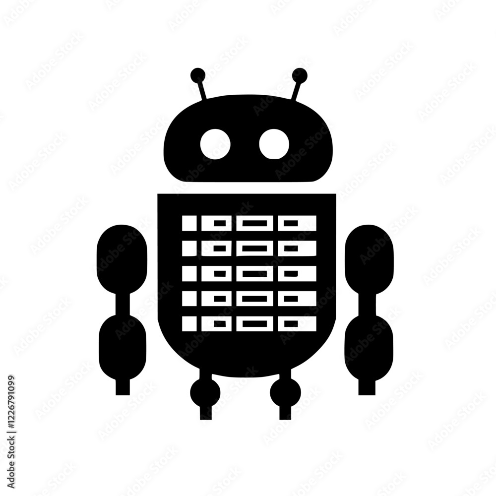 Poster robot character design with a grid pattern, suitable for various digital applications and projects