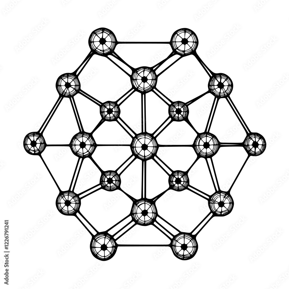 Poster visual representation of geometric network structure showcasing connections among nodes