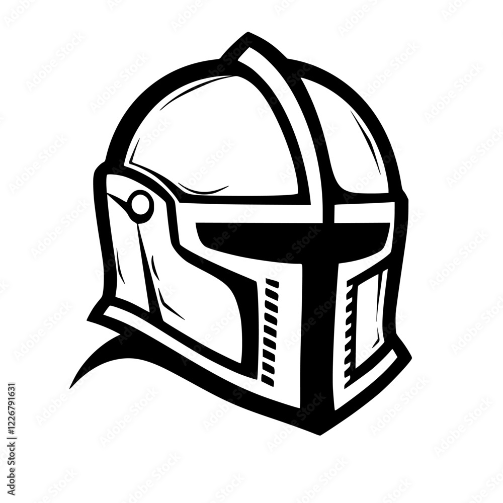Poster stylish armor helmet design showcasing medieval craftsmanship with intricate details and distinct li