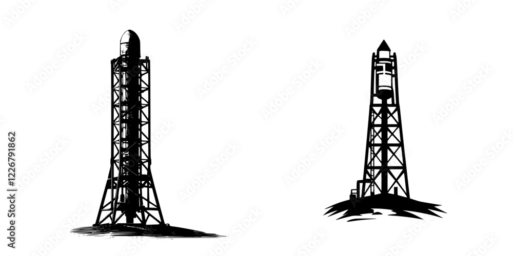 Poster impressive tall structures designed for communication and technology located in a remote area showca