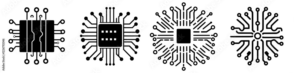 Poster digital circuit designs showcase intricate patterns representing modern technology in electronic com