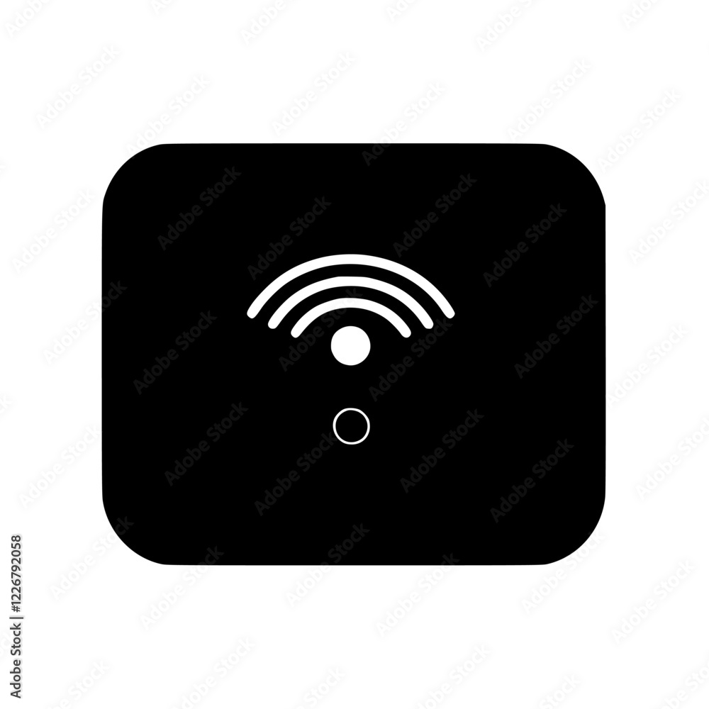 Poster device displaying wireless connectivity symbol in a minimalist design suitable for technology presen