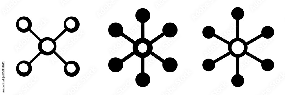 Poster intricate designs of black symbols showcasing interconnected nodes in a modern and abstract style, i