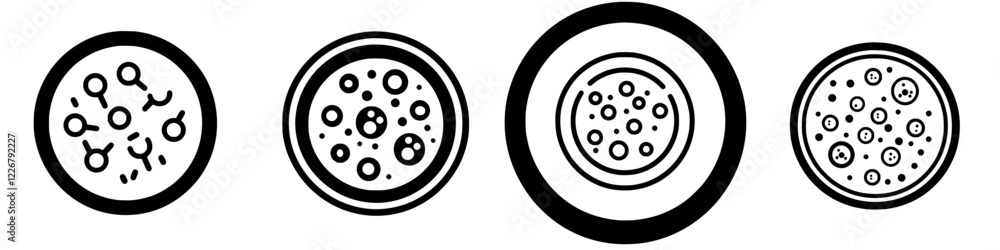 Poster different circular patterns representing various psychological or scientific concepts in a modern de