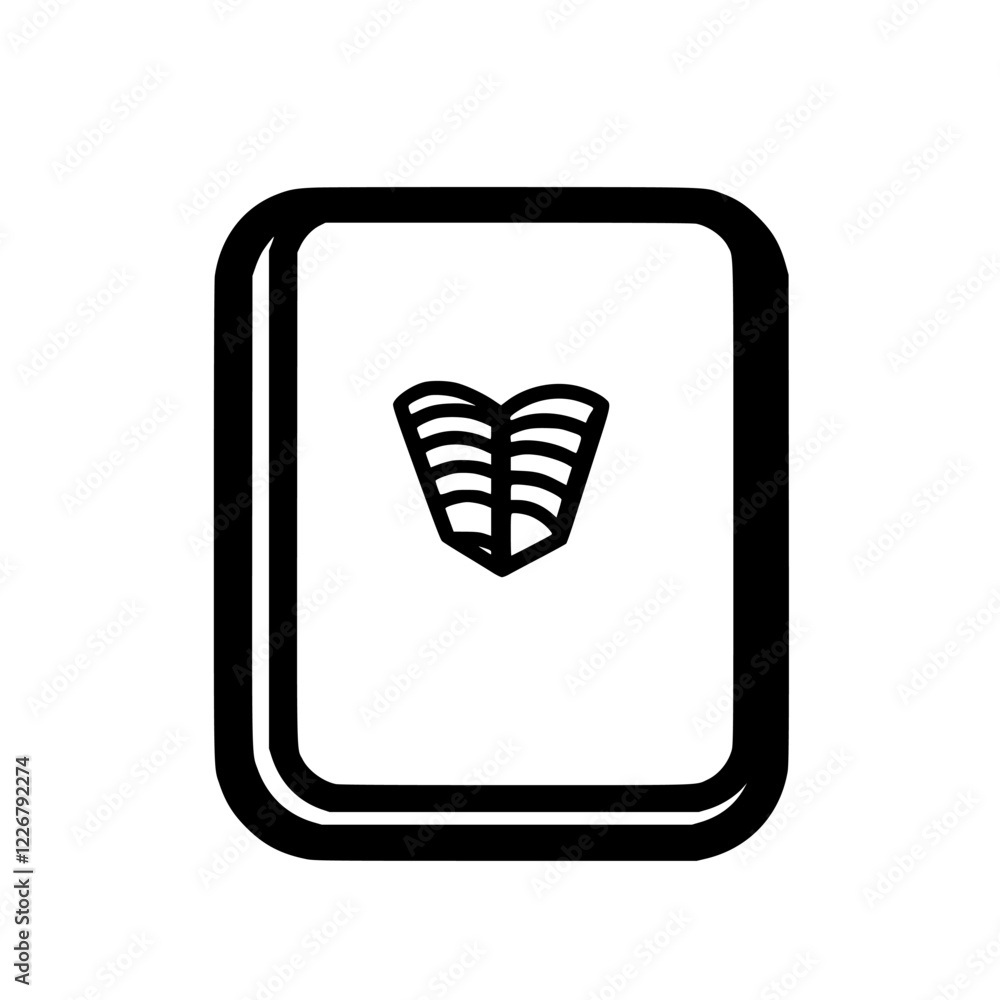 Poster design of a minimalist logo featuring a stylized leaf on a simple rectangular background