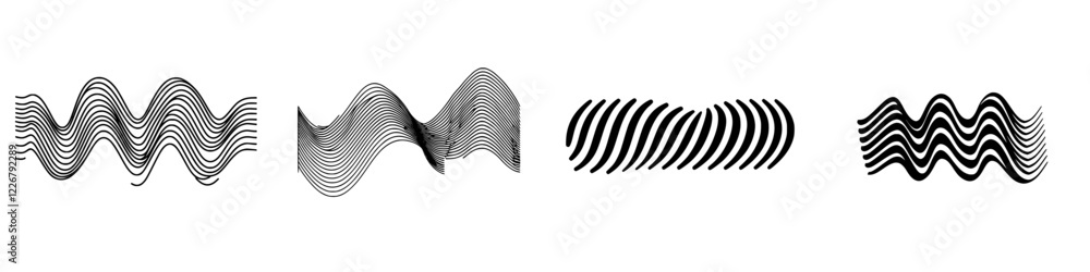 Poster abstract black and white wave patterns showcasing artistic lines and curves in a captivating design