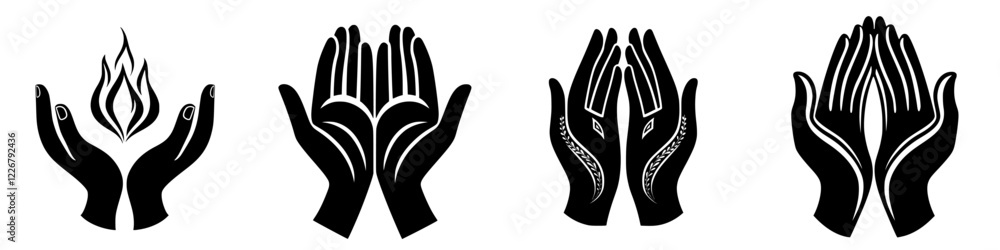 Poster hands representing elements and unity in a creative and artistic design