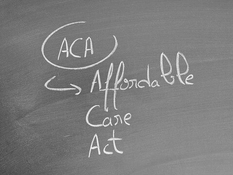 ACA - Affordable care act concept written on chalkboard for educational purpose