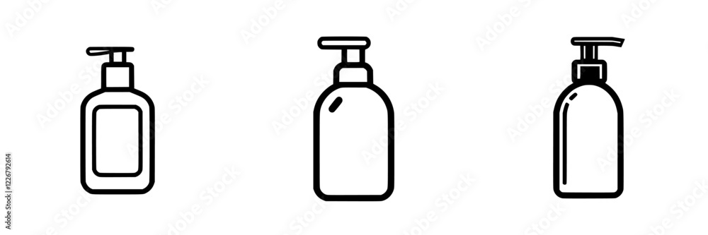 Poster containers for lotions or creams arranged in a row on a plain surface, showcasing minimalistic desig