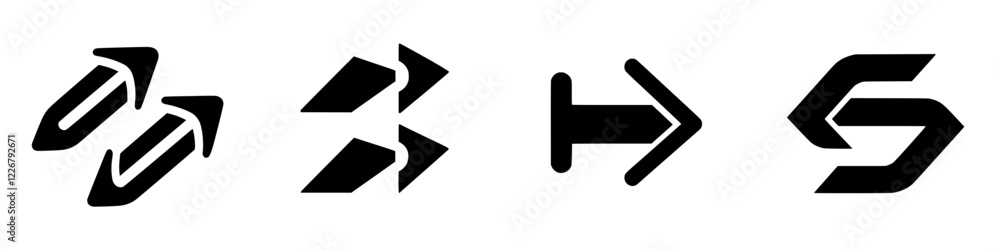Poster symbols representing various stages of a transition or transformation in a design context