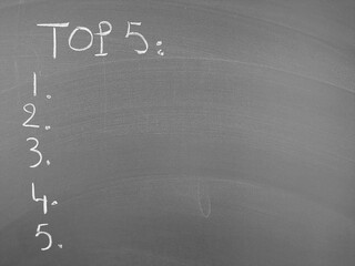 Top 5 blank list on a chalkboard sign for versatile organizational needs