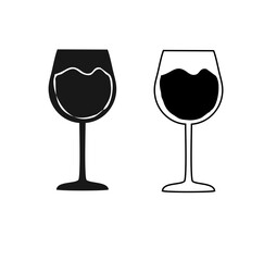 Wine glass vector icons set