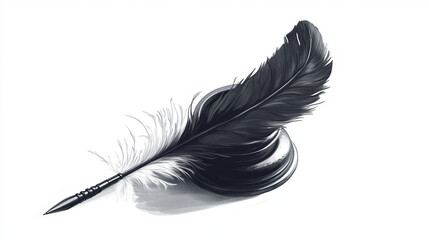 Notary, justice and legal service icon of inkwell and quill feather, vector isolated symbol. Lawyer and legal attorney office or notarial firm emblem with quill and ink bottle for notary service