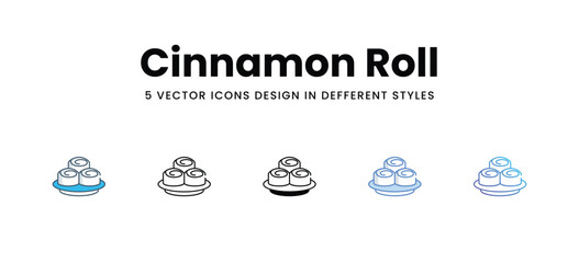 Cinnamon Roll icons in different style vector stock illustration