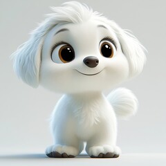 Obraz premium Adorable Cartoon White Shih Tzu Dog Cute Pet 3D Render