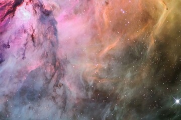 Fototapeta premium Space Nebula Gradient: A colorful nebula in space with colors transitioning from vibrant pinks and purples to deep blues and blacks. 