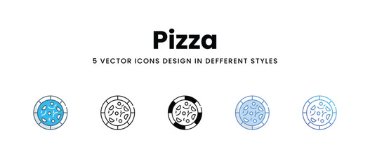 Pizza icons in different style vector stock illustration