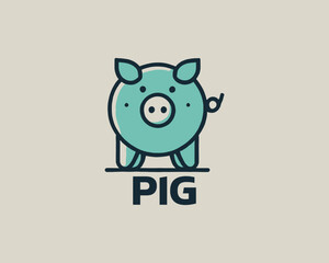 Pig logo design icon vector illustration.
