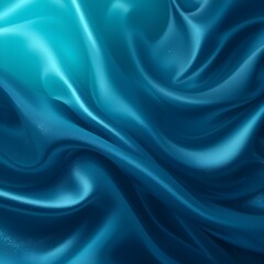 Obraz premium Degradado verde azulado profundo y azul océano. Textura suave de seda con brillo resplandeciente. Pliegues de cortinas que fluyen en forma de ondas