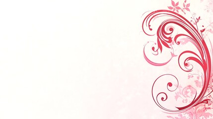 Delicate Pink and Red Floral Swirl Design