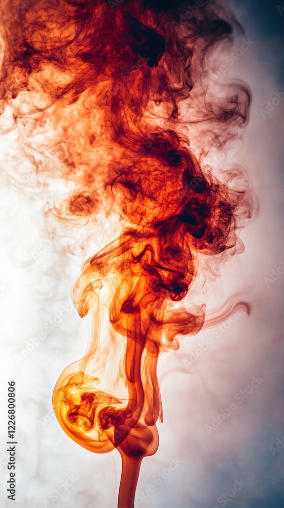 Poster abstract red smoke swirling against a light background creating a dynamic and ethereal effect