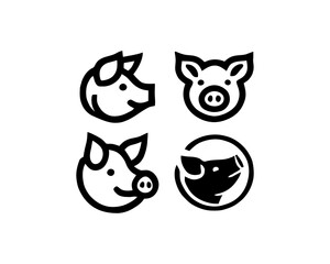 Set of Pig logo design icon vector illustration.