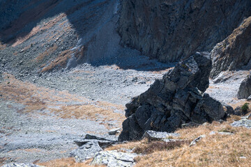 Landscape of the High Tatras. The most difficult high-mountain trail in Poland, Orla Perć.
