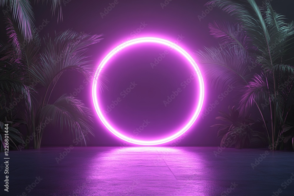 Aufkleber a luminous neon grid extends infinitely towards a distant horizon. the vibrant colors create a mesme