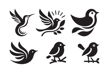 SET OF BIRD silhouette vector logo, isolated on white background