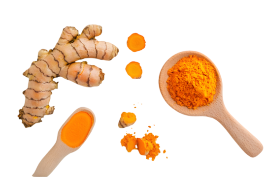 Top-down perspective of turmeric powder