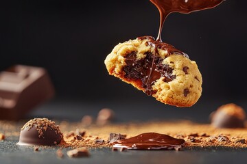 Close-up of a delicious cookie with a gooey center, perfect for satisfying your sweet cravings.