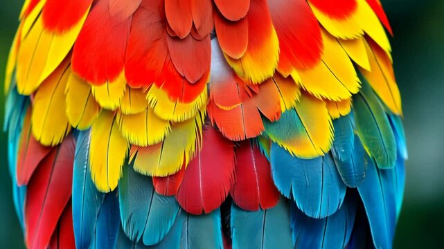Vibrant Macaw Feathers: A Close-Up of Nature's Palette