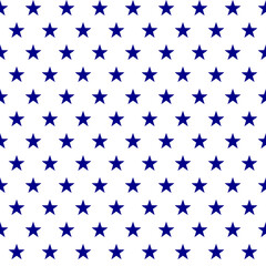 seamless pattern features a repetitive design of blue stars on a white background, creating a simple yet elegant and stylish geometric texture suitable for various decorative purposes