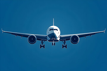 Naklejka premium Airplane Landing Front View Vector Graphic Illustration