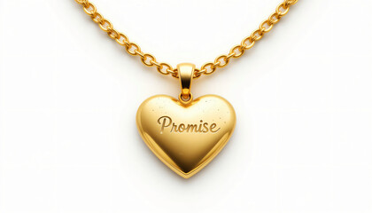 Fototapeta premium Golden Heart with Chain & Necklace, Romantic Jewelry, Heart Necklace, Love Pendant, Golden Pendant, Heart Symbol, Valentine's Day Gift, Elegant Jewelry, Love Necklace, Heart Chain, Affection Jewelry
