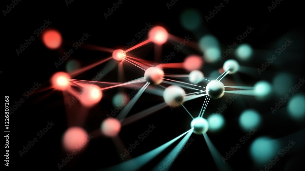 Aufkleber Abstract Molecular Network with Colorful Particles and Connections